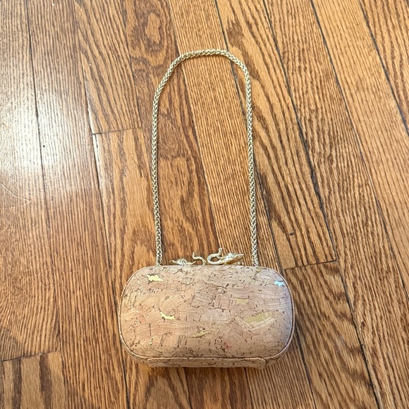 Tory Burch Cork Clutch with Gold Elephant Accents
